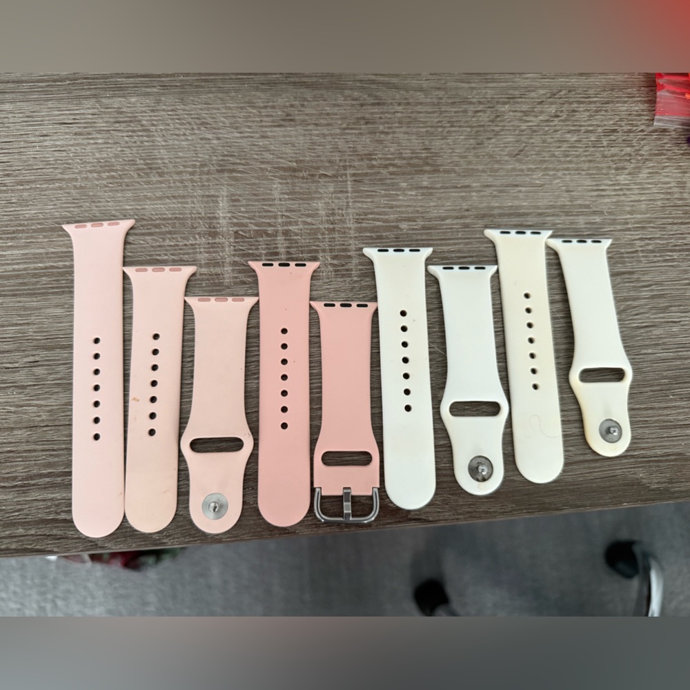 Apple Watch silicone rubber band 38 40mm white pink bundle of 4 new